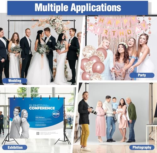 Heavy-Duty Backdrop Stand 10x8.5 ft, Upgrade Telescopic Adjustable Photography Backdrop Stand for Parties, Stage Decoration Stand with Clamps, Sandbags, Carring Bag