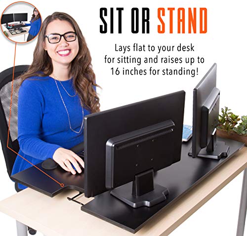 Stand Steady X-Elite Pro XL, Ergonomic Adjustable Height Standing Desk Converter, Extra Large Sit to Stand Laptop Desk Riser, Easily Fits 2 Computer Monitors, Raises Desk Height 7 to 16-inches (Black)