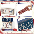CroBlissful 4 Pcs 4th of July Decorations Patriotic Memorial Day Tabletop Decorations Red White Blue Table Centerpieces Sign for Office Tiered Tray Home Shelf 250th Anniversary(Independence Day Hat) - style: Independence Day Hat