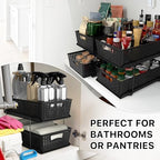 Simple Houseware 2 Tier Bathroom Organizer Tray Pull-Out Sliding Drawer, Under Sink Storage, Black - color: Black