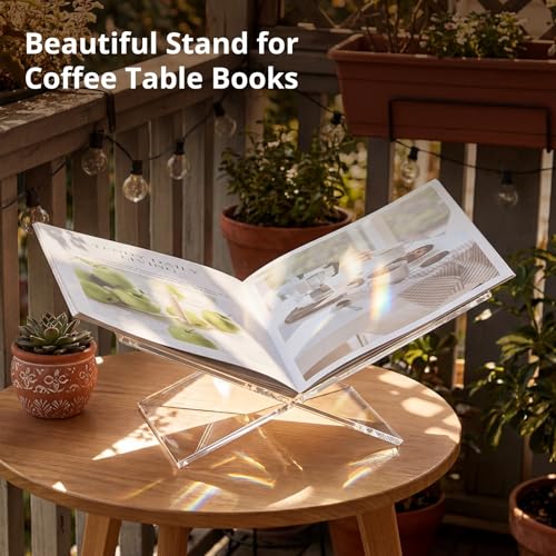 Acrylic Desktop Book Stand, Clear Angled Book Holder Display for Cookbooks, Magazines & Art Books, 12×7×5 in Slim Transparent Reading Stand for Desk & Coffee Table - size: 6mm Thick-12*7*5in