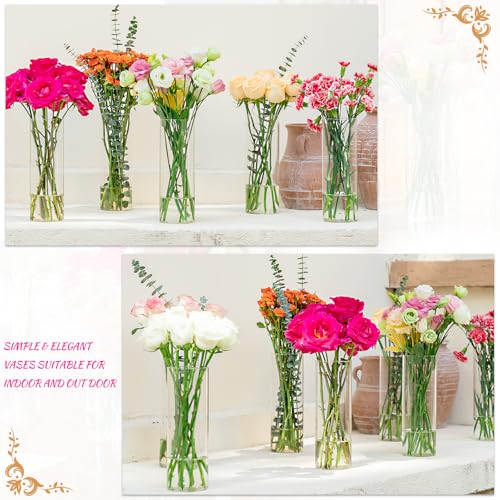 7pcs Glass Cylinder Vases for Centerpieces - 10 Inch Tall Glass Vases for Flower, Clear Flower Vase Bulk Floating Candle Vase for Table Centerpiece Wedding Home Décor - size: 7 Pack 10 Inch