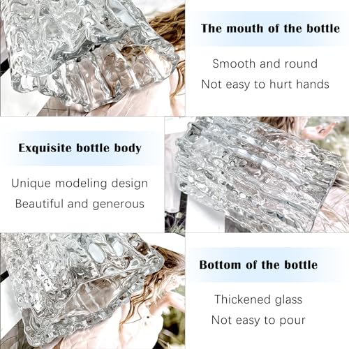 Aoderun Glass Vase Crystal Vase Heavy Duty Large Flower Vase for Dining Table Kitchen Office Home Shelf Wedding Living Room Centerpieces(Clear) - color: Clear