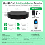 Super Heavy Duty Remote-Controlled Motorized Turntable,Motorized Rotating Display Stand,Speed-Adjustable Rotating Platform,Human 3D Scan Electric Turntable for Scan,Showcase(19.7in/Black) - size: 19.7inch/Black/700Lbs Load
