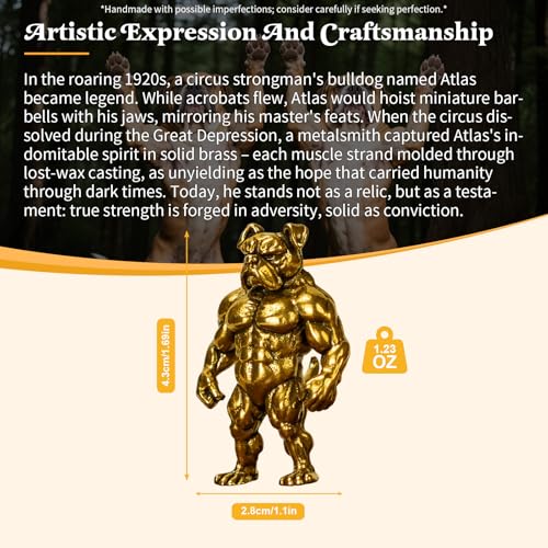 CHOVY 100% Solid Brass Retro Standing Bulldog Figurine - Muscular Bodybuilder Physique Collectible Figurines for Desk Decor Oddities and Curiosities Home Decor - color: Muscle Bulldog