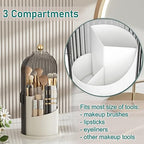 GAXmi Makeup Brush Holder with Lid Cosmetic Tools Organizer 360 Rotating Waterproof Dustproof Beauty Brushes Storage for Vanity, Grey - color: Grey