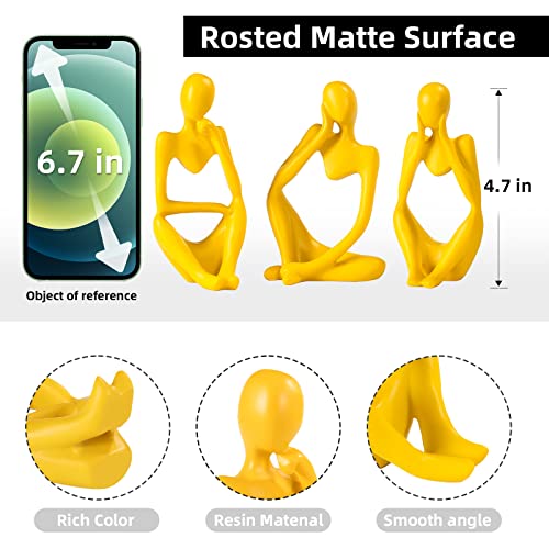 BMLCGJ Thinker Statue Gold Decor Abstract Art Sculpture, Golden Resin Collectible Figurines for Home Living Room Office Shelf Decoration,Great Gifts Ideas (Yellow) - color: Yellow
