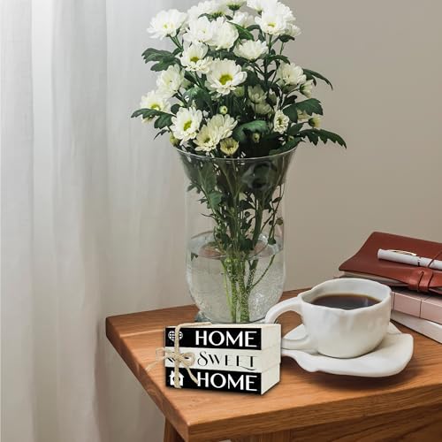 Mini Decorative Books For Home Decor, Small Wood Book Stack For Table Decor, Home Decor Book For Living Room Mantel, Farmhouse Stacked Books Decorative（L42） - color: black Home sweet