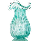 QFkris Hand Blown Glass Luminous Vase for Flowers 8" Teal Crystal Bubble Vases for Bouquet Home Decor Decorative Centerpieces Unique Gift for Birthday Housewarming Mothers Day - style: Luminous