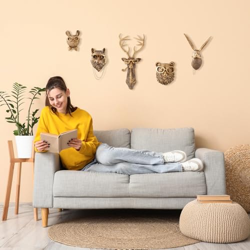 UITWMKTG 5 Pack Animal Head Wall Decor Gold Wall Sculpture Home Decor for Office Bedroom Modern Decor for Men Women - color: 5 Pack