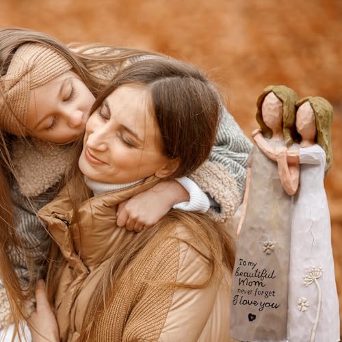 Mom Birthday Gifts from Daughter, Birthday Gifts for Mom from Daughter, Mother Daughter Gift, Mother of The Bride Gift, Sculpted Hand-Painted Figurine(Almond Rose Brown) - color: Almond Rose Brown