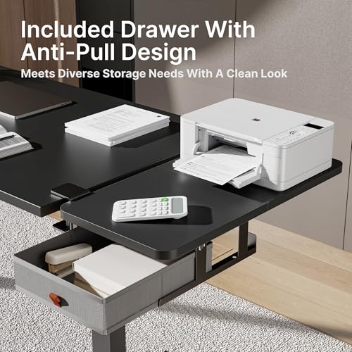 PEGZONE Desk Extender Tray, 24" x 12" Clamp On Desk Shelf, Desk Extension with Storage Drawer, Table Desk Arm Rest, Clamp On Keyboard Tray for Office and Home, Workstation Organizer, Medium, Black - size: 24 x 12 inch, style: Black with Drawer