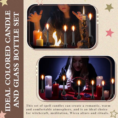 Baderke 24 Pack 4 Inch Mini Black Taper Candles Sticks and 6 Spell Candle Holders for Witchcraft Spell Candles for Rituals, Birthdays, Meditation, Altar, Spells - color: Black