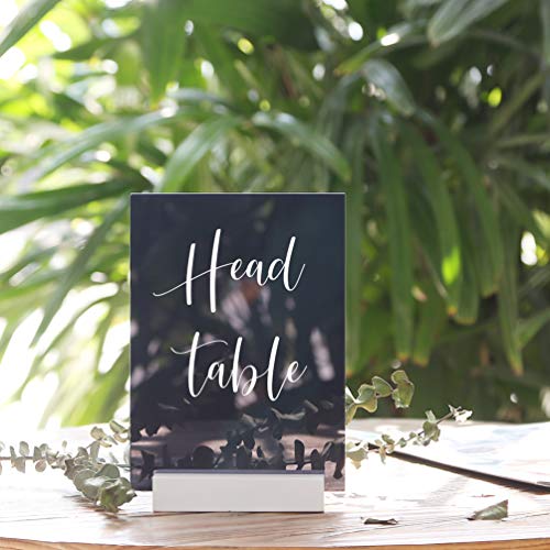 UNIQOOO 5 Pack 4" White Wood Stands for Wedding Acrylic Sign, Wood Table Number Holders for 1/8 Thick Acrylic Sheets | Wedding Display Stand, Card Holder for Bar Menu, Retail Sign, Party, Event - color: White Birch 5 pack