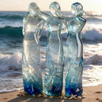 Sisters by My Side, Celebrates Friendships Three Sisters Sculpture,Sea Glass Style Resin Sisters Sculpture,Sister Ornament, Memorial Gift for Women (Two Sisters) - color: Two Sisters