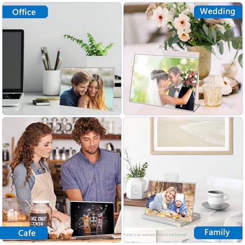 8 Pack Slanted Back Acrylic Sign Holder 5x7 inches,Clear Tabletop Sign Holder,Acrylic Picture Frames Stands for Display,Plastic Flyer Menu Holder for Office,Home,Restaurant（Horizontal）