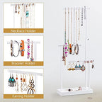 SRIWATANA Jewelry Organizer Stand, Extra Tall Jewelry Display Necklace Holder, Gift Idea (White) - color: white