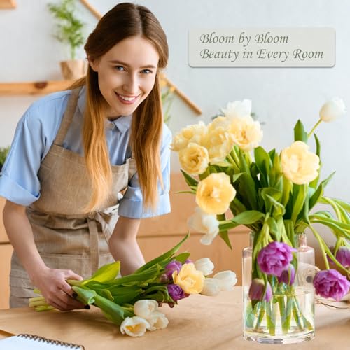 Clear Glass Vases Flower Vases for Centerpieces 9" Large Glass Cylinder Vase for Home Wedding Party Events Office Entryway Décor (Transparent) - color: Transparent