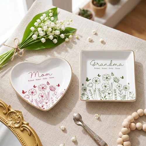 Personalized Grandma Jewelry Tray, I Love You Mom Jewelry Dish; Personalized Grandma Trinket Tray with Kid's Name, Grandma Shower Keepshake, for Grandma Mama 10 - color: Jewelry Dish 9