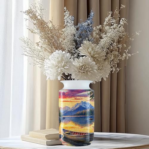 3D Puzzle Vase Unique Flower Vase for Adults Made by 162 Crved Plastic Puzzle, Relax Puzzles for Adults, DIY Jigsaw Creative Gift for Parents & Housewarming - color: Ship