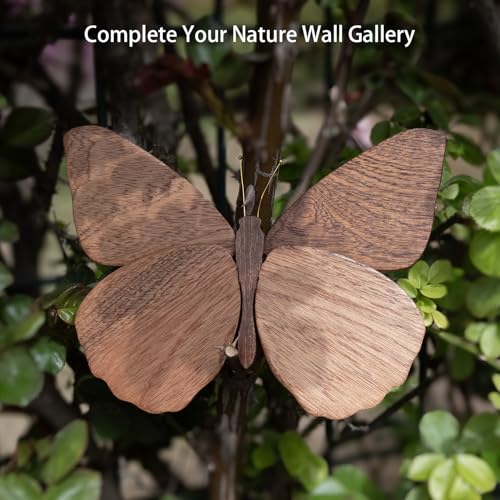 2 Pack Handmade Wooden Butterfly Wall Art Hanging Decor Butterflies Wall Art Hanging Sculpture for Bedroom Bathroom Living Room Butterfly Home Decoration for Kids Baby Nursery Room Decor (Brown) - color: Brown