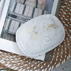 JIMEI Marble Vanity Tray 7‘’ Decorative Tray Oval Storage Organizer Mini Bathroom Kitchen Dresser Jewelry Dish Ring Holder for Counter, Vanity, Dresser, nightstand or Desk