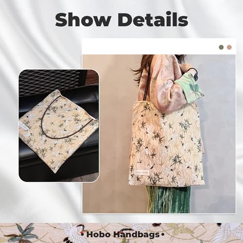 DGAZ Designer Hobo Bags for Women, Luxury Tote Bag with Zipper, Large Shoulder Bags - color: Fairy Crane
