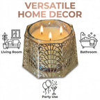 3 Wick Candle Holder, Shell Design Candle Jar Holder for 4-Inch Diameter Jars (5.25" D x 3.5" H) (Rose Gold) - color: Rose Gold