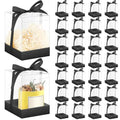 Cunno 36 Set 3.5 x 3.5 x 4.3 in Candle Gift Package Valentine's Transparent Box 4-18 oz Handmade Tealight Candle Holder Paper Bottom Ribbon for Wedding Baby Shower Party Mug(Black) - color: Black