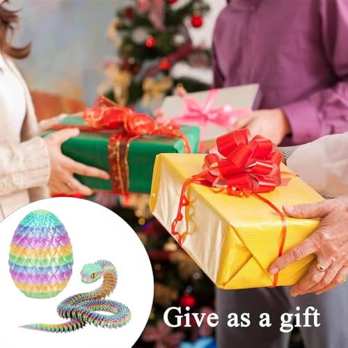 3D Printed Rainbow Snake Eggs with Snake Inside, Unique Desk Decor for Executive Office and Home, Color Gradation Random