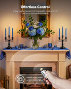 Homemory 6 Pcs Real Wax Blue Flameless Taper Candles with Remote Timer, 9.6 Inches LED Fake Candlesticks, LED Candle with 3D Flickering Flame for Romantic Wedding, Dinner, Xmas Anniversary Decor - style: Coastal - Blue 9.6"