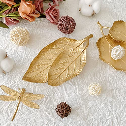 Small Leaf Shaped Trinket Dish, Decorative Gold Jewelry Dish Tray, Ring Hodler Dish Jewelry Organizer - color: 2-Tier Mango Leaf