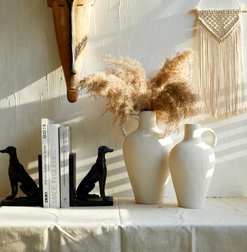 White Ceramic Vase BlossoME 12”H Large Pottery for Flowers Pampas Grass,Boho Modern Rustic Farmhouse Decoration for Livingroom Bedroom Kitchen Entryway Console Table Countertop Shelves