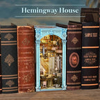 CCCDF DIY Book Nook Kit, Miniature Dollhouse Booknook Kit, 3D Wooden Puzzle Bookend Bookshelf Insert Decor with LED Light for Teens and Adults (Hemingway House) - style: Hemingway House