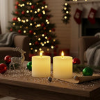 Homemory White Flameless Candles Battery Operated with Remote Timer, 3x3 Real Wax LED Pillar Candle for Home Fireplace Bedroom Living Room Party, Set of 2 - color: D3"xH3"3"-White
