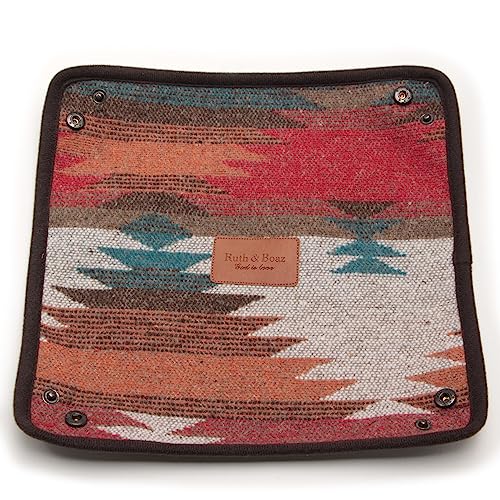 Ruth&Boaz Wool Fabric Valet Tray | EDC Tray | Lay Plat Wool Tray Suitable for Travel 8x8 inches(M-orange)