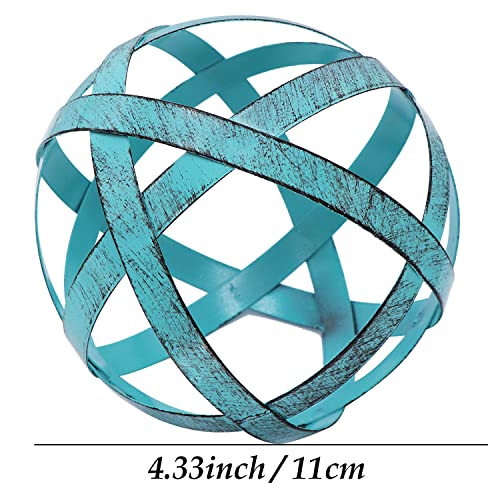 Kesywale Decorative Sphere Metal Band Ball Orbs Decorative Balls Home Decor Accents Tabletop Decorations for Living Room, Kitchen, Bedroom Centerpiece for Dining Room Coffee Table, Side Tables (Blue) - color: Blue