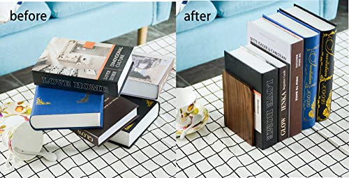 Large Bookend Hold Heavy Books- 7x4x5in 3 Pack Wood Bookends for Heavy Books Heavy Duty Walnut Book Ends for Men Wood Bookends for Office Desk Non-Skid - color: Walnut-s-3pair