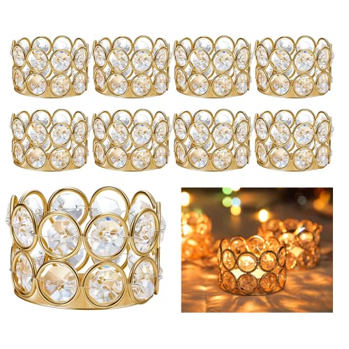 Pack of 10 Gold Crystal Tealight Candleholders - Candlestick Bowls Tea Lamp Candle Holders, Votive Candlestick Holders for Table Centerpieces, Diwali Decorations for Wedding Holiday Party Home Decor - color: Gold, size: 10 Pcs