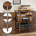 LELELINKY 4-Tier AV Media Player Stand, Brown Stereo Cabinet, Modern Stereo Cabinet, Wooden TV Stand,Game Console Shelf, Multifunctional Entertainment Center, Suitable for Home, Conference Room - color: Brown, size: 4 Tier