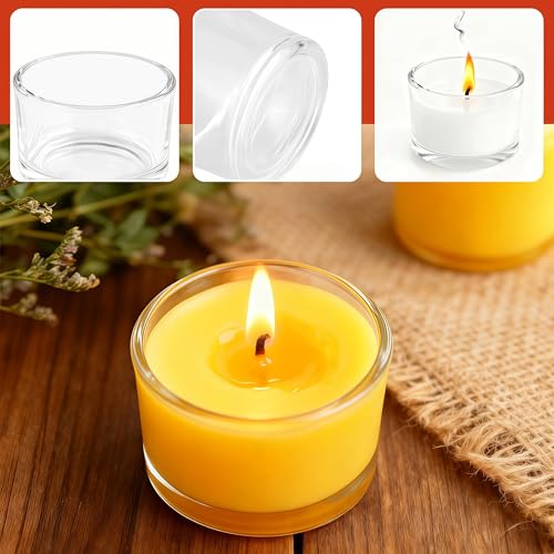 36 Pack Clear Glass Tealight Candle Holders, 1.8 Inch Wide x 1 Inch High, for 1.5" Tealights, Bulk for Wedding Centerpieces, Party, Dinner, Home Decor