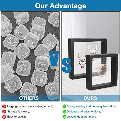Linkstyle 10PCS 3D Floating Frame Display Stand, Transparent PE Floating Display Case, Challenge Coins Specimen Medallions Jewelry Storage Box Suspension Frame - size: 4.3x4.3in, 3.5x3.5in