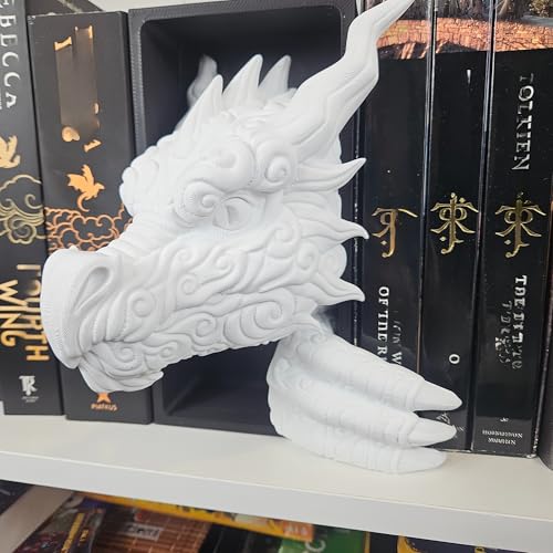 Dragons Awakening Book End – Fantasy Book Nook Insert for Dragon Readers – Unique Home Decor for Bookshelves & Libraries (Head and Tail - Cloud Dragon) - color: Head and Tail - Cloud Dragon