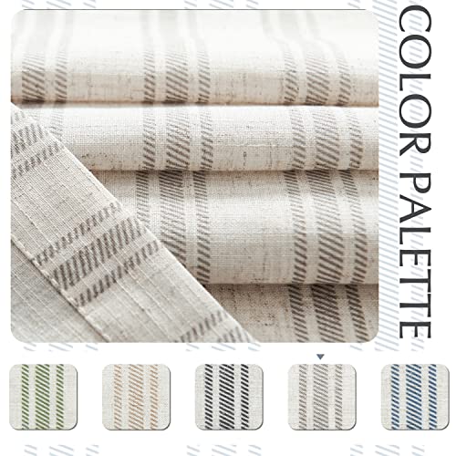 jinchan Gray Striped Linen Kitchen Curtains 24 Inch Cafe Tier Curtains Balanced Stripe Farmhouse Small Drapes for Bathroom Laundry Over Sink Half Window Light Filtering 2 Panels Grey on Linen - color: Striped Grey on Linen, size: 26"W x 24"L (Pack of 2)