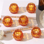 SHOHAYTO Set of 6 Amber Tea Light Candle Holders, Votive Candle Holders for Wedding Table Centerpieces, Tealight Holders for Christmas Party & Home Decor