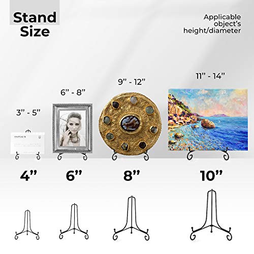 TR-LIFE 4 Pack Plate Stands for Display - 4 Inch Plate Holder Display Stand + Metal Easel Stand for Picture Frame, Decorative Plates, Book, Photo, Collectibles (4 Pack) - size: 4 Inch(4pcs)