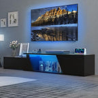 Verano Garden Extendable TV Stand with Led Lights, Wood TV Media Console with 2 Drawers & 1 Cabinet, Modern Entertainment Center Up to 90 Inch TV for Living Room Bedroom, 63" - 90.6" (Black) - color: Black