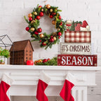 Lineshading 4 Pcs Christmas Table Decoration Wooden Hot Cocoa Santa Hat Decorations Christmas Tiered Tray Decor Winter Centerpiece Decorative Santa Hat Hot Cocoa Gift Box Tree Block Signs for Home - style: Christmas