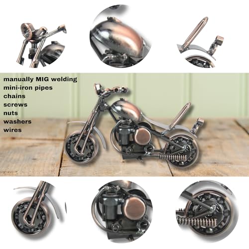 Trebisky Metal Motorcycle Decor Figurine Iron Motorcycle Sculpture Desk Decor Art Gift Vintage Home Office Decor Birthday for Men Friend Dad Son Him (Chopper) - color: Copper Chopper