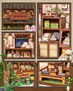 Book Nook Kit - DIY Miniature Japanese Wagashi Shop, 3D Wooden Puzzle Dollhouse with LED Lights, Tiny Bookend & Creative Bookshelf Decor, Craft Gift for Adults, Teens & Book Lovers - style: Wagashi Shop